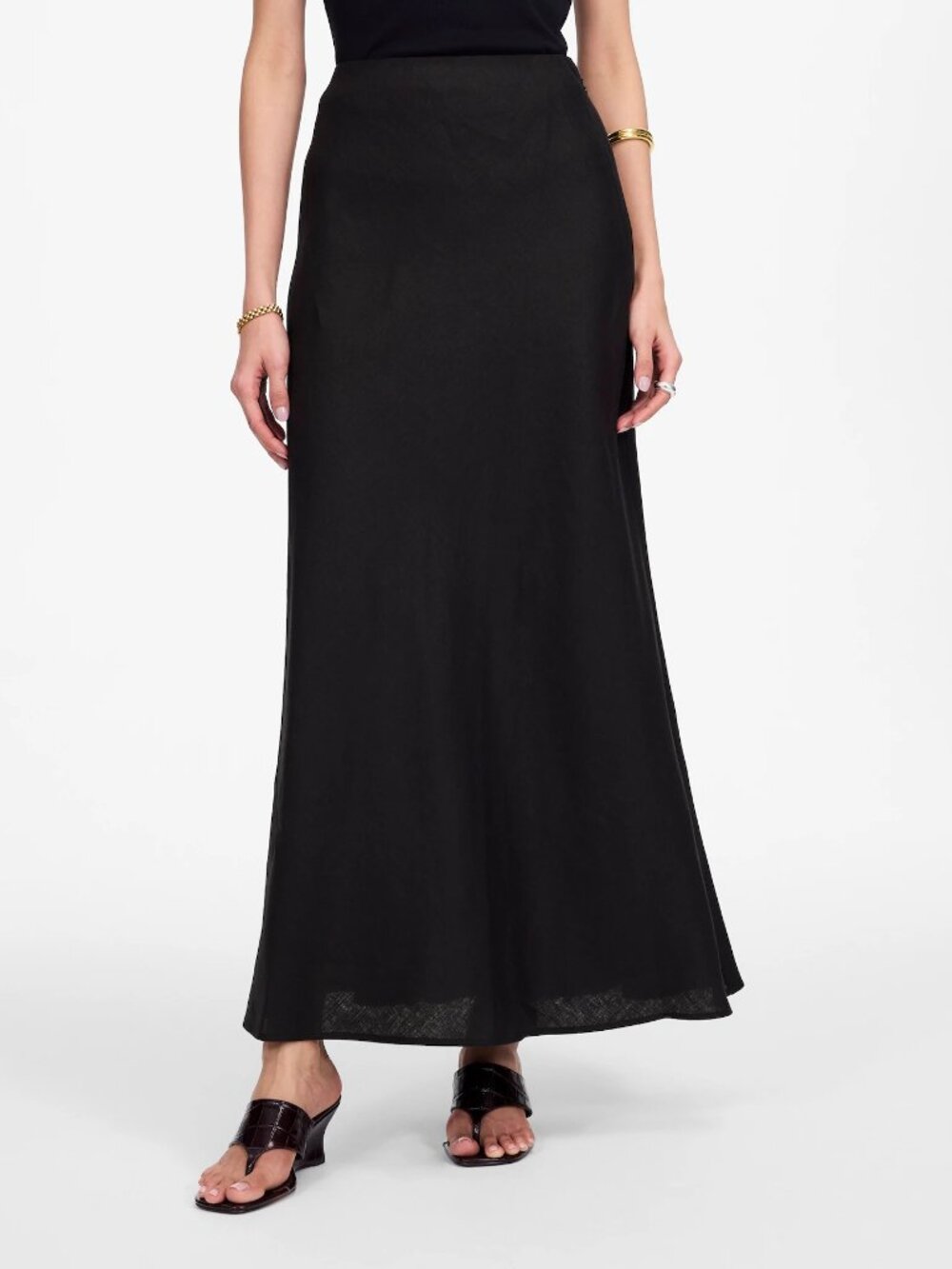 NWT Madewell Linen Slip Skirt Black Size 0